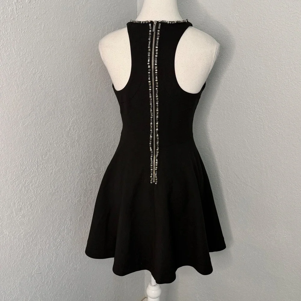 Elizabeth and James Black Embellished Crystal Racerback Fit and Flare Dress 4